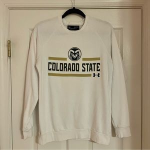 Colorado State Sweatshirt Under Armor White Crewneck Size Small Loose Fit